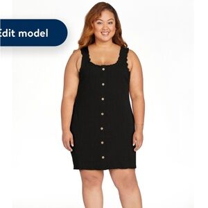 No Boundaries Button Front Ribbed Tank Dress